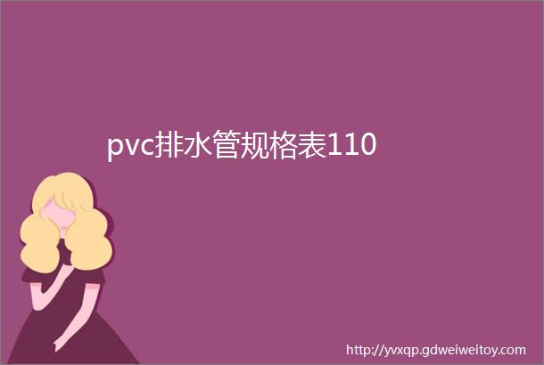 pvc排水管规格表110
